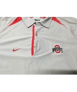 Nike Dri Fit Ohio State buckeyes Polo Shirt M gray short sleeve Logos Em... - £10.04 GBP