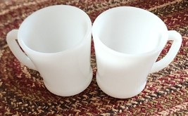 Two (2) Anchor Hocking ~ Vintage Fire King Ware WHITE &quot;D&quot; Handle Coffee ... - $44.88