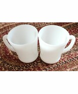 Two (2) Anchor Hocking ~ Vintage Fire King Ware WHITE &quot;D&quot; Handle Coffee ... - €51,36 EUR