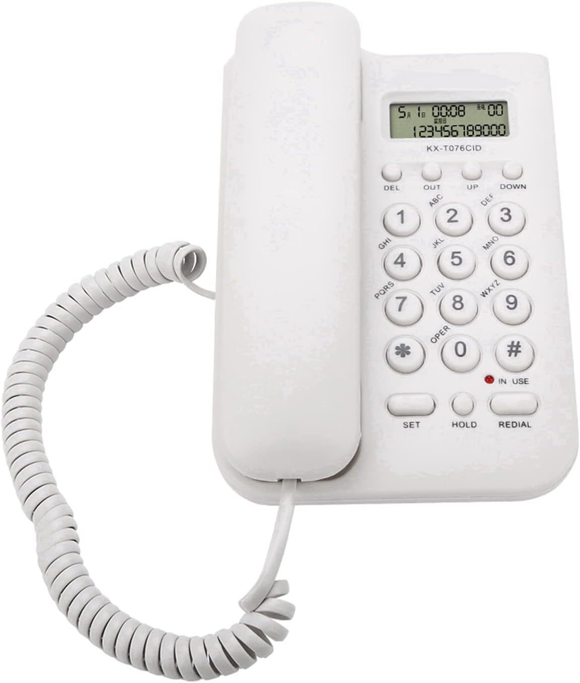 Corded Phone With Caller Id Display, Home Hotel Wired Desktop Phone, White - $34.97
