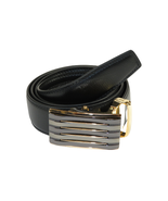 Mens VALENTINI Leather Belt Automatic Adjustable Removable Buckle RT016 Black