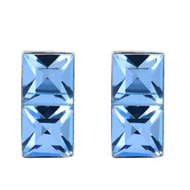 Everyday Mini Bar of Light Blue Cubic Zirconia Sterling Silver Stud Earrings - £7.03 GBP