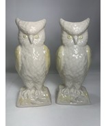 2 VINTAGE BELLEEK LUSTRE OWL CREAM PALE YELLOW VASE Gold MARK 8.5&quot; IRELAND - €50,48 EUR