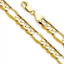 Genuine 14k Yellow Gold 9.5mm Wide Concave 3+1 Figaro Chain 8.5&quot; Men&#39;s Bracelet - £2,025.58 GBP