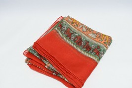 Hermes Shawl Chasee en Inde 140 CM Chiffon Silk Mousseline Red 56&quot; Stole Scarf - £507.32 GBP