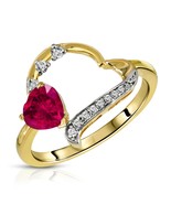 14K SOLID GOLD RING WITH NATURAL DIAMONDS & HEART RUBY - €1.228,55 EUR 14K SOLID GOLD RING WITH NATURAL DIAMONDS & HEART RUBY - €1.228,55 EUR