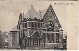 Vintage M.E.(METHODIST EPISCOPAL) CHURCH, ELGIN, TEXAS Postcard w/1908 P... - $22.49