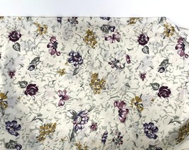 Fabric Piece Floral  Purple Eggplant Gold Grey Cream 60&quot; x 64&quot; - £7.16 GBP