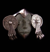 Bizarre Death Mask / Vintage tribal brooch / Vintage mechanical Signed Taxco - s - £192.72 GBP