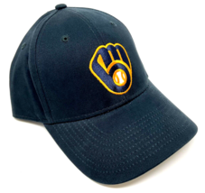 Mlb Milwaukee Brewers Logo Navy Blue Adjustable Curved Bill Baseball Hat Cap Nwt - £13.67 GBP