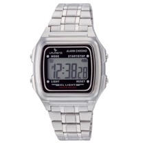 NEW Laurens L116J904Y Kids&#39; Classic Alarm Chrono Digital Silver Steel Band Watch - £23.49 GBP