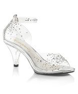PLEASER Sexy 3&quot; High Heels Instep Cutout &amp; Rhinestone Embellishment Shoe... - £54.71 GBP