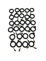 Lot 28 Black Plastic Cafe Curtain Drapery Rings Clips 1 1/2&quot; Inner - £14.79 GBP