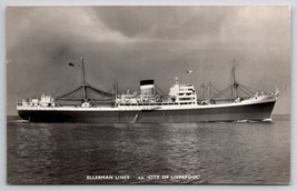 RPPC Steamship Ellerman Lines SS City of Liverpool Real Photo Postcard G47 - $9.95