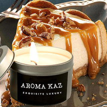 Caramel Vanilla Cheesecake Tin Candles Hand Poured Vegan Friendly Eco Soy Wax - $19.95+