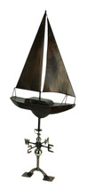 Zeckos Antique Copper Finish Metal Sailboat Weather Vane with Roof Mount - £132.33 GBP