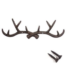 Cast Iron Deer Antlers Coat Rack Key Holder 14&quot; Rustic New 892A - $25.11