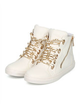 Liliana Vienna-3 Leatherette Chain Lace Up High Top Sneaker, White, US 5.5 - £32.51 GBP