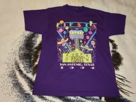 Vtg 1994 Fiesta San Antonio Large T-Shirt Purple Texas Alamo 90s Single Stitch - £27.66 GBP