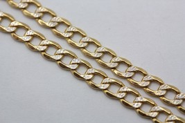 Fine 14K Two Tone Gold 3mm Diamond Cut Curb Link Chain Necklace 28&quot; Long 6.0gr - £373.41 GBP