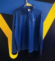 NWT Men&#39;s Nike Dri-Fit Blue Jacket White Logo , Size L  golf quarter zip - $28.70