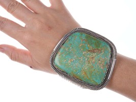 Huge Vintage Native American Sterling turquoise cuff bracelet J Spencer - $1,692.90