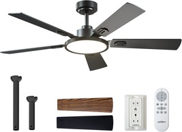 Addlon Ceiling Fans With Lights, 52 Inch Black Ceiling Fan, Indoor/Outdoor Use - £100.42 GBP