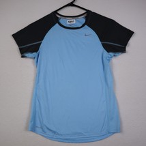 Nike Women&#39;s Short Sleeve Athletic Shirt Large Blue Nike Running Swoosh ... - $19.78