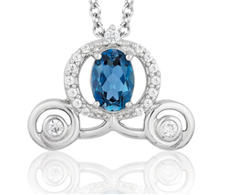 Disney Silver 1/1 CTTW Diamond and London Blue Topaz Cinderella Carriage Pendant - £109.64 GBP