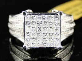 14K Womens 14K White Gold Fn Sim Diamond Princess Engagement Ring Set 1.25 Ct - £86.48 GBP