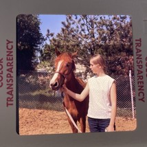 50mm Slide Young Woman With Horse 1970 Color Transparency - £7.33 GBP