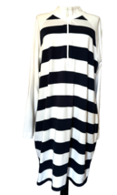 Tommy Bahama Thera Strip 1/Zip Long Sleeve T-shirt Dress XL Navy White S... - £22.91 GBP
