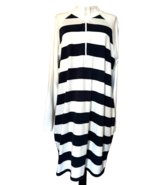 Tommy Bahama Thera Strip 1/Zip Long Sleeve T-shirt Dress XL Navy White S... - £22.84 GBP