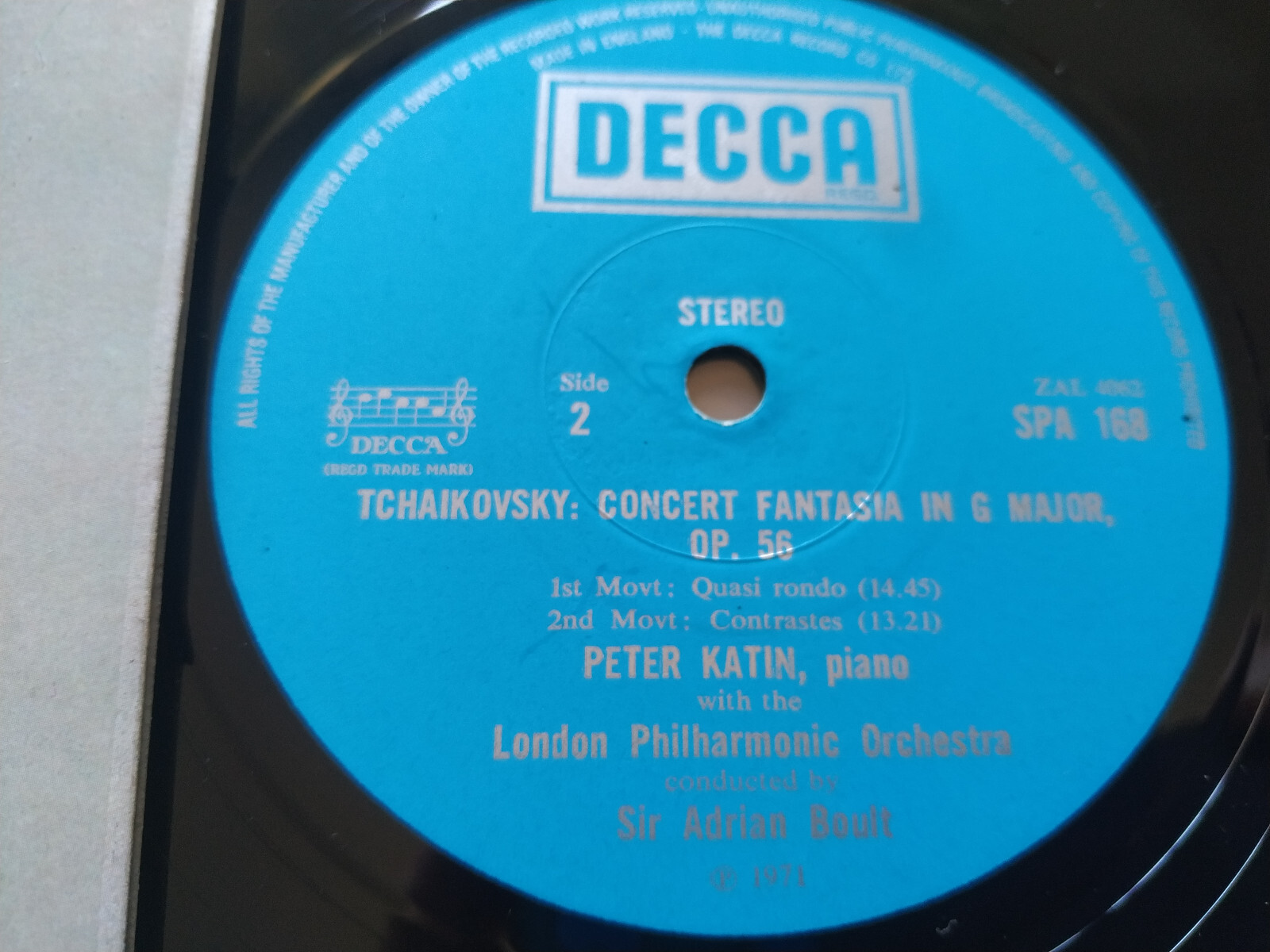 Tchaikovsky Spa 168 Piano Concerto N 1 Katin Kundell 1971 LP 12 " vinilo VG/VG Item image 2