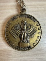 USA Bicentennial Brass Coin Pendant The Minutemen 1776 to 1976 with Chain - £10.96 GBP