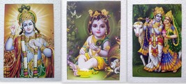 3 x India Lord Krishna Krsna Religious Original Post Card Postcards Hind... - $9.98