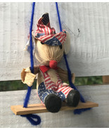 Vtg Handcrafted Corn Husk Mouse Collector Patriotic Ornament Christmas s... - $16.46