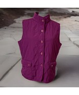 Woman&#39;s Quilted Talbots Vest Button Front Pockets Collar Fleece Inner Sh... - $19.88