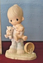 BLESSED ARE THE PEACEMAKERS Figurine Boy w Cat &amp; Dog Precious Moments E3107 - £15.72 GBP