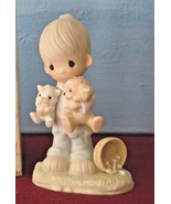 BLESSED ARE THE PEACEMAKERS Figurine Boy w Cat &amp; Dog Precious Moments E3107 - £15.70 GBP