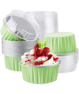 Baking Cups with Lids,  30Pcs 5Oz Disposable Aluminum Foil Muffin Liners... - £14.96 GBP
