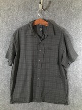 Van Heusen Dress Shirt Men&#39;s Size 17-17.5 Dark Gray Short Sleeve Faint S... - £8.52 GBP