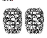 Vintage stud earrings for woman fashion antique silver color hollow crystal flower thumb155 crop