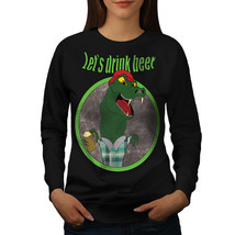Wellcoda Crocodile Beer Cool Womens Sweatshirt, Crocodile Casual Pullover Jumper - £23.18 GBP+