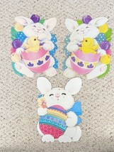 Lot of 3 Vintage Easter Decorations Bunny Eggs Die Cuts Printed USA Eureka - £15.43 GBP