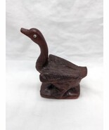 Vintage Brown Wooden Duck Decor 3&quot; - $263.69 MXN