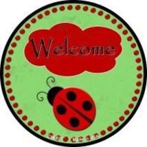 Welcome Ladybug Novelty Metal Mini Circle Magnet CM-827 - £10.35 GBP
