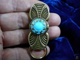 #E576)  Blue Czech Eyeglass leaf pin pendant ID badge holder - $17.75