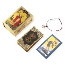 Gold Foil Tarot Deck Gift Box | Golden Plastic Tarot Cards + English Gui... - £28.01 GBP