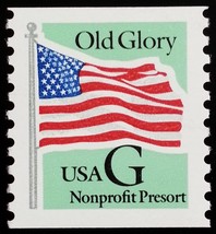 1995 5c "G" Old Glory, Non-Profit Green Scott 2893 Mint F/VF NH - $1.29